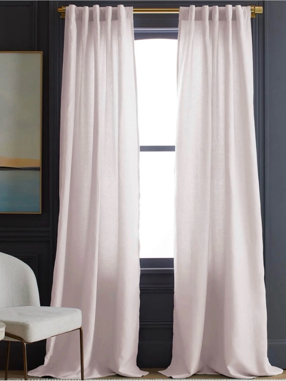 Quince European Linen Curtain Panel in Vintage Blush 96x120